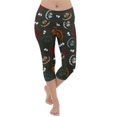 Art Halloween Pattern Creepy Design Digital Papers Lightweight Velour Capri Yoga Leggings