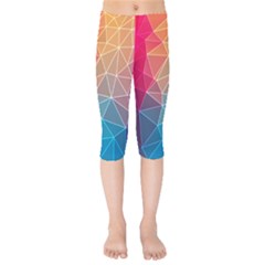 Multicolored Geometric Origami Idea Pattern Kids  Capri Leggings  by Bakwanart