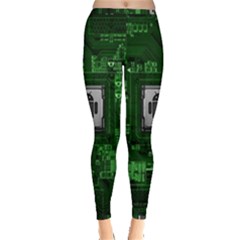 Technology Computer Chip Electronics Industry Circuit Board Inside Out Leggings by Bakwanart