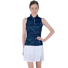 Technology Computer Circuit Boards Electricity Cpu Binary Women s Sleeveless Polo Tee by Bakwanart