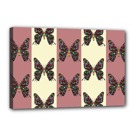 Butterflies Pink Old Ancient Texture Decorative Canvas 18  X 12  (stretched)