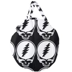 Black And White Deadhead Grateful Dead Steal Your Face Pattern Giant Round Zipper Tote by 99art