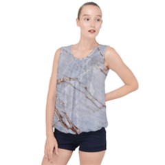 Gray Light Marble Stone Texture Background Bubble Hem Chiffon Tank Top by Vaneshart