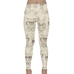Seamless Pattern Hand Drawn-cats-with Hipster Accessories Lightweight Velour Classic Yoga Leggings by Vaneshart