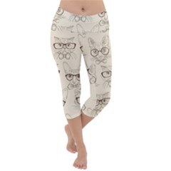 Seamless Pattern Hand Drawn-cats-with Hipster Accessories Lightweight Velour Capri Yoga Leggings by Vaneshart