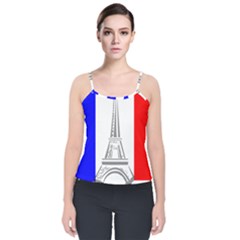 Eiffel-tower-france-flag-tower- Velvet Spaghetti Strap Top
