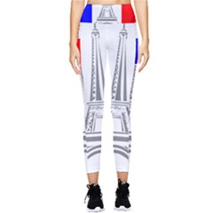 Eiffel-tower-france-flag-tower- Pocket Leggings  by 99art