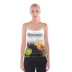 Variety Of Fruit Water Berry Food Splash Kiwi Grape Spaghetti Strap Top