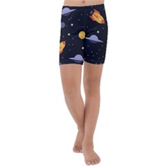 Cosmos Rockets Spaceships Ufos Kids  Lightweight Velour Capri Yoga Leggings by Cowasu
