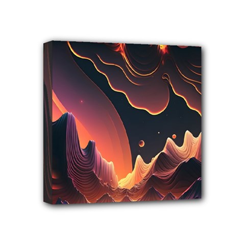 Fire Flame Burn Hot Heat Light Burning Orange Mini Canvas 4  X 4  (stretched) by Cowasu