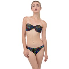Geometric Colorful Square Rectangle Classic Bandeau Bikini Set by Bangk1t
