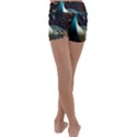 Peacock Bird Feathers plumage Colorful Texture Abstract Kids  Lightweight Velour Yoga Shorts View4