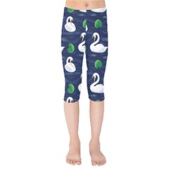 Swan-pattern-elegant-design Kids  Capri Leggings  by Wav3s