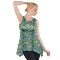 Fishes Pattern Background Theme Side Drop Tank Tunic by Vaneshop
