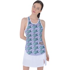 Fishes Pattern Background Theme Art Racer Back Mesh Tank Top by Vaneshop
