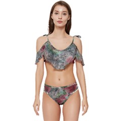 Design Pattern Scarf Gradient Ruffle Edge Tie Up Bikini Set	 by Vaneshop