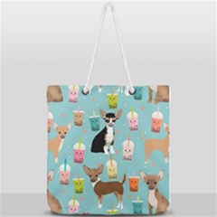 Chihuahua Bubble Kawaii Boba Tea Cute Dog Full Print Rope Handle Tote (large) by Wav3s