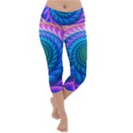 Peacock Feather Fractal Lightweight Velour Capri Yoga Leggings