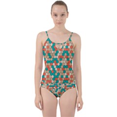 Multicolored Honeycomb Colorful Abstract Geometry Cut Out Top Tankini Set by Vaneshop