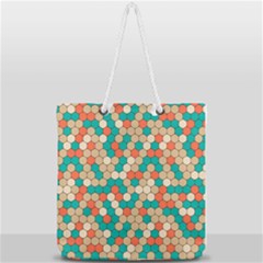 Multicolored Honeycomb Colorful Abstract Geometry Full Print Rope Handle Tote (large) by Vaneshop