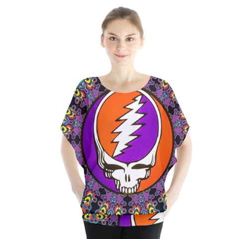 Gratefuldead Grateful Dead Pattern Batwing Chiffon Blouse by Cowasu