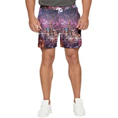 Moscow Kremlin Saint Basils Cathedral Architecture  Building Cityscape Night Fireworks Men s Runner Shorts by Cowasu