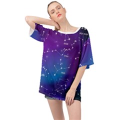 Realistic Night Sky With Constellations Oversized Chiffon Top by Cowasu