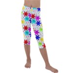 Snowflake Pattern Repeated Kids  Lightweight Velour Capri Leggings 
