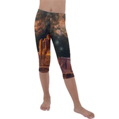 Geology Sand Stone Canyon Kids  Lightweight Velour Capri Leggings  by Simbadda