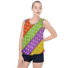 Colorful Easter Ribbon Background Bubble Hem Chiffon Tank Top by Simbadda