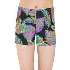 Autumn Pattern Dried Leaves Kids  Sports Shorts by Simbadda