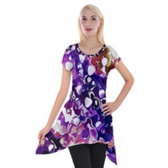 Paint Texture Purple Watercolor Short Sleeve Side Drop Tunic