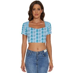 Sea Turtle Sea Animal Short Sleeve Square Neckline Crop Top  by Dutashop