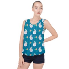 Elegant-swan-pattern-with-water-lily-flowers Bubble Hem Chiffon Tank Top by uniart180623