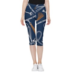 Chains-seamless-pattern Inside Out Lightweight Velour Capri Leggings  by uniart180623