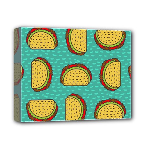 Taco-drawing-background-mexican-fast-food-pattern Deluxe Canvas 14  X 11  (stretched)