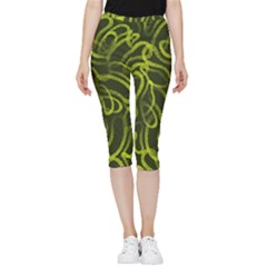 Green-abstract-stippled-repetitive-fashion-seamless-pattern Inside Out Lightweight Velour Capri Leggings  by uniart180623