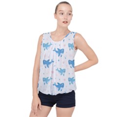 Seamless-pattern-with-cute-sharks-hearts Bubble Hem Chiffon Tank Top