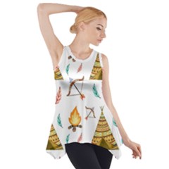 Cute-cartoon-native-american-seamless-pattern Side Drop Tank Tunic by uniart180623