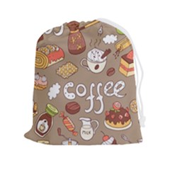 Vector-seamless-pattern-with-doodle-coffee-equipment Drawstring Pouch (2xl) by uniart180623