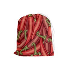 Seamless-chili-pepper-pattern Drawstring Pouch (large) by uniart180623