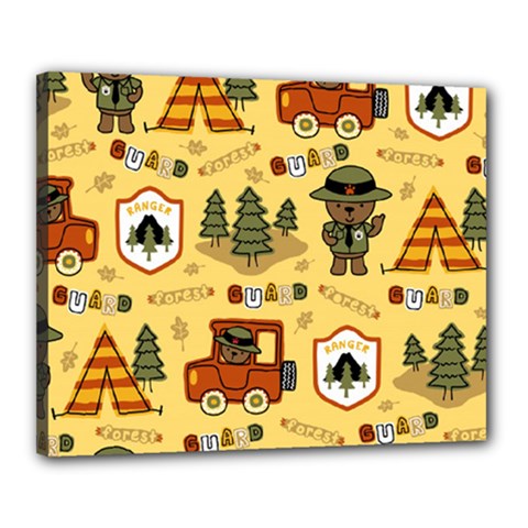 Seamless-pattern-funny-ranger-cartoon Canvas 20  X 16  (stretched)