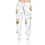 Bee Art Pattern Design Wallpaper Background Print Women Velvet Drawstring Pants