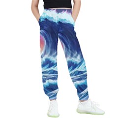 Storm Tsunami Waves Ocean Sea Nautical Nature Kids  Joggers by uniart180623