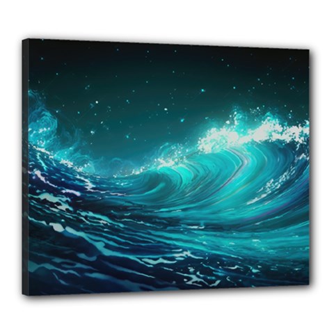 Tsunami Waves Ocean Sea Nautical Nature Water Canvas 24  X 20  (stretched)