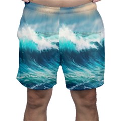 Waves Ocean Sea Tsunami Nautical Painting Men s Shorts by uniart180623