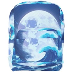 Waves Ocean Sea Tsunami Nautical Blue Full Print Backpack by uniart180623