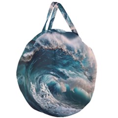 Tsunami Waves Ocean Sea Water Rough Seas Giant Round Zipper Tote by uniart180623
