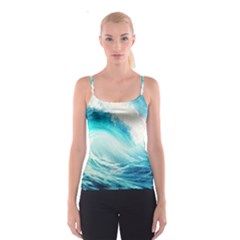 Tsunami Waves Ocean Sea Nautical Nature Water Nature Spaghetti Strap Top by uniart180623