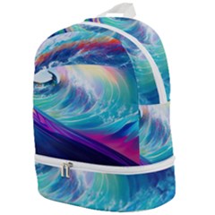 Waves Ocean Sea Tsunami Nautical Nature Water Zip Bottom Backpack by uniart180623